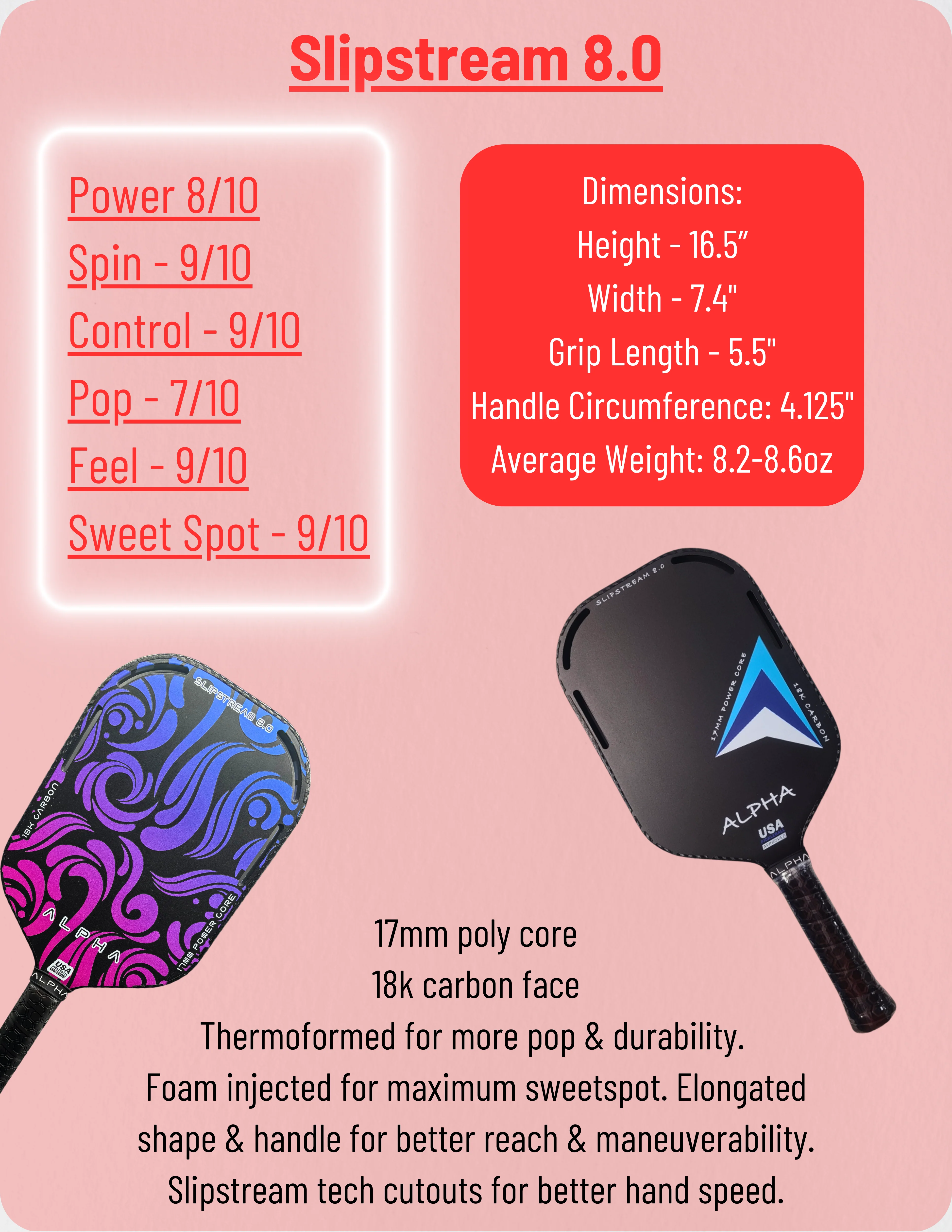 Alpha Slipstream 8.0 Pickleball Paddle - Image 3