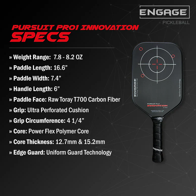 Engage Pursuit Pro1 Innovation 12.7mm Pickleball Paddle - Image 6