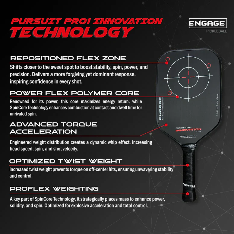 Engage Pursuit Pro1 Innovation 12.7mm Pickleball Paddle - Image 8