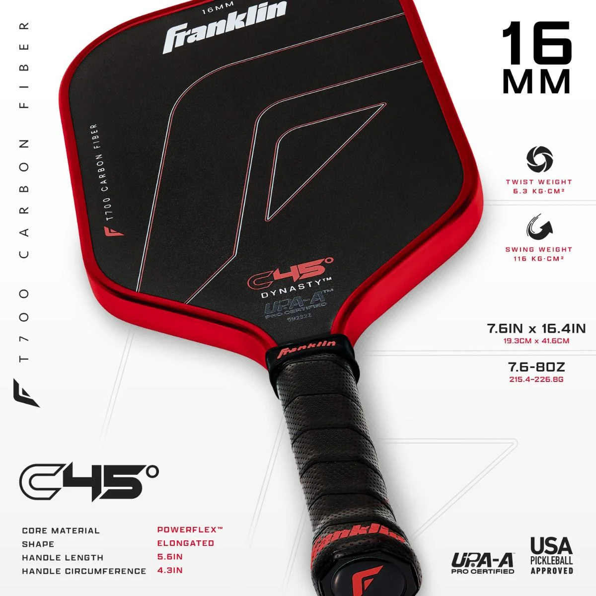 Franklin C45 Dynasty Carbon Fiber Paddle - Image 3