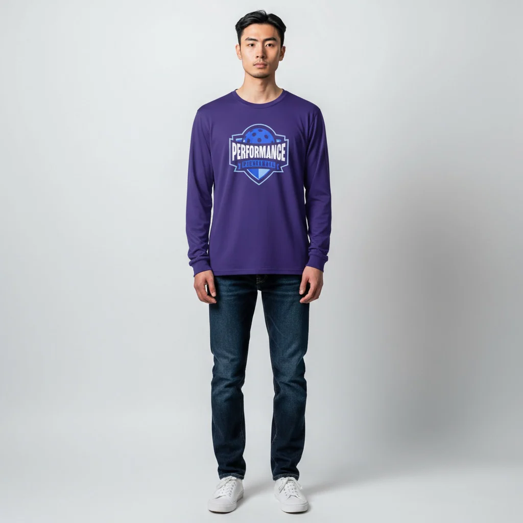 Performance Long Sleeve Shirt: Winter Blue Logo - Image 3