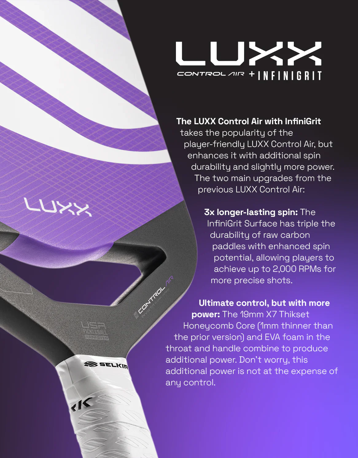 Selkirk LUXX Control Air with InfiniGrit Invikta Pickleball Paddle - Image 12